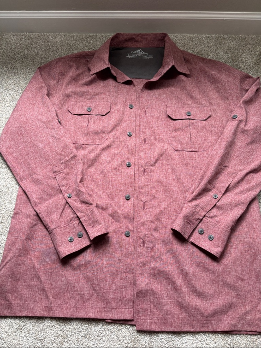 croft & barrow quick-dry Men's Long-Sleeve Button-Down Shirt - Maroon